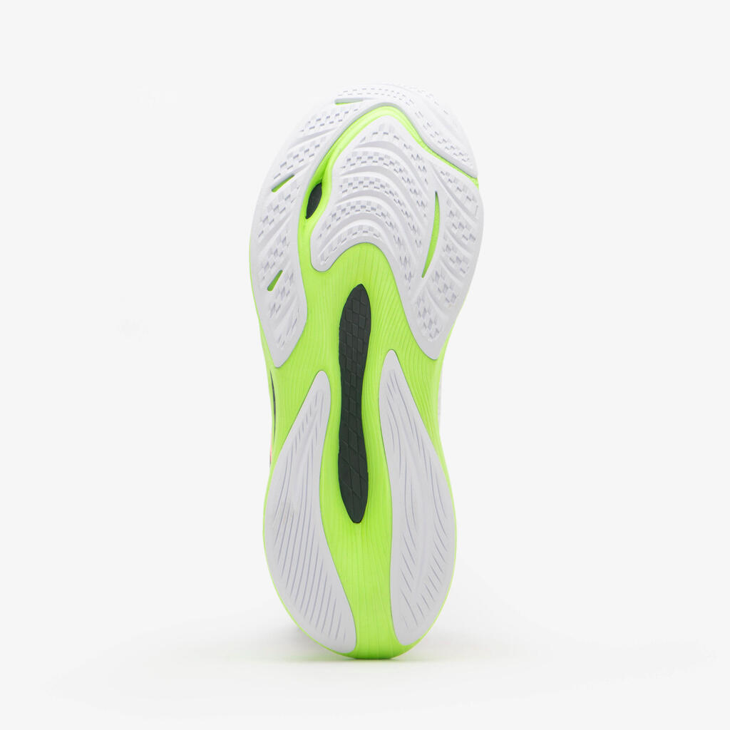 WOMEN'S NEW BALANCE FUELCELL PROPEL V4 RUNNING SHOES - WHITE AND NEON GREEN